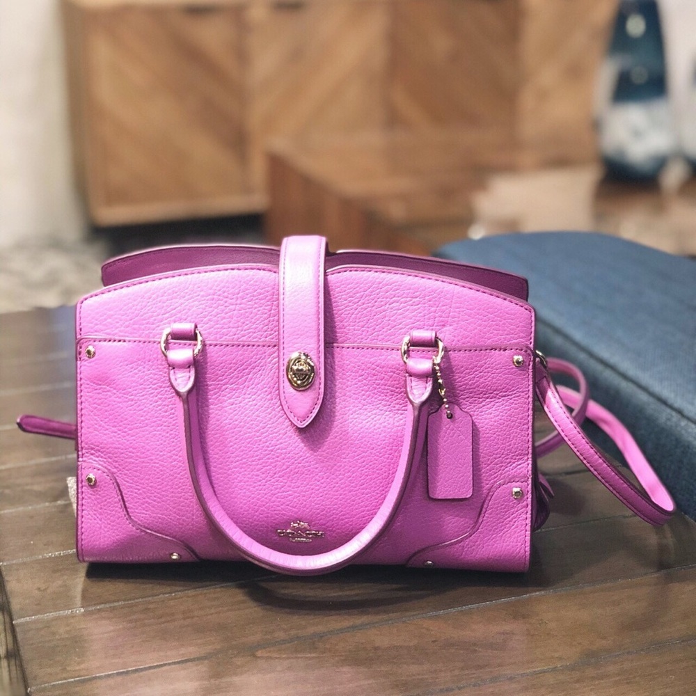 coach small mercer satchel crossbody purple